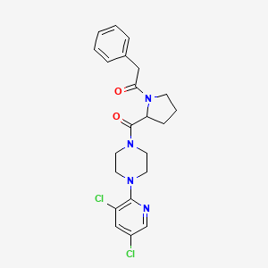 molecular formula C22H24Cl2N4O2 B7551895 1-[2-[4-(3,5-Dichloropyridin-2-yl)piperazine-1-carbonyl]pyrrolidin-1-yl]-2-phenylethanone 