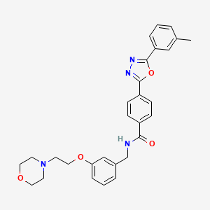 molecular formula C29H30N4O4 B7551927 4-[5-(3-methylphenyl)-1,3,4-oxadiazol-2-yl]-N-[[3-(2-morpholin-4-ylethoxy)phenyl]methyl]benzamide 