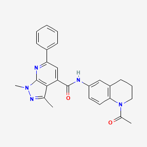 molecular formula C26H25N5O2 B7551938 N-(1-acetyl-3,4-dihydro-2H-quinolin-6-yl)-1,3-dimethyl-6-phenylpyrazolo[3,4-b]pyridine-4-carboxamide 