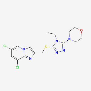 molecular formula C16H18Cl2N6OS B7551948 4-[5-[(6,8-Dichloroimidazo[1,2-a]pyridin-2-yl)methylsulfanyl]-4-ethyl-1,2,4-triazol-3-yl]morpholine 