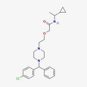 2-[2-[4-[(4-chlorophenyl)-phenylmethyl]piperazin-1-yl]ethoxy]-N-(1-cyclopropylethyl)acetamide