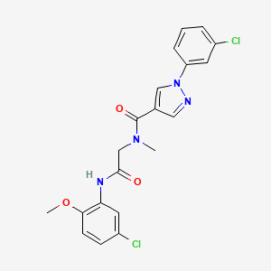 molecular formula C20H18Cl2N4O3 B7551959 N-[2-(5-chloro-2-methoxyanilino)-2-oxoethyl]-1-(3-chlorophenyl)-N-methylpyrazole-4-carboxamide 