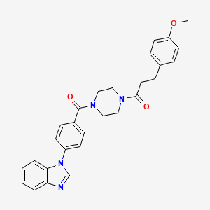 molecular formula C28H28N4O3 B7551963 1-[4-[4-(Benzimidazol-1-yl)benzoyl]piperazin-1-yl]-3-(4-methoxyphenyl)propan-1-one 