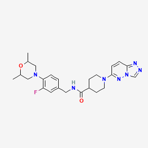 molecular formula C24H30FN7O2 B7551966 N-[[4-(2,6-dimethylmorpholin-4-yl)-3-fluorophenyl]methyl]-1-([1,2,4]triazolo[4,3-b]pyridazin-6-yl)piperidine-4-carboxamide 