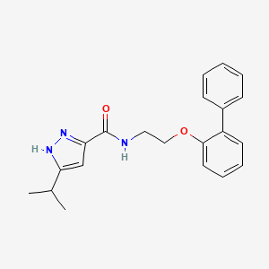 molecular formula C21H23N3O2 B7551975 N-[2-(2-phenylphenoxy)ethyl]-5-propan-2-yl-1H-pyrazole-3-carboxamide 