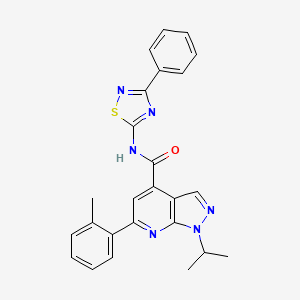 molecular formula C25H22N6OS B7552005 6-(2-methylphenyl)-N-(3-phenyl-1,2,4-thiadiazol-5-yl)-1-propan-2-ylpyrazolo[3,4-b]pyridine-4-carboxamide 