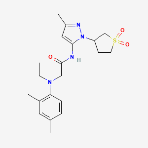 molecular formula C20H28N4O3S B7552034 N-[2-(1,1-dioxothiolan-3-yl)-5-methylpyrazol-3-yl]-2-(N-ethyl-2,4-dimethylanilino)acetamide 