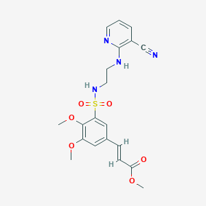 molecular formula C20H22N4O6S B7552058 methyl (E)-3-[3-[2-[(3-cyanopyridin-2-yl)amino]ethylsulfamoyl]-4,5-dimethoxyphenyl]prop-2-enoate 