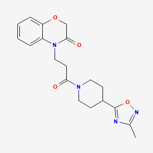 molecular formula C19H22N4O4 B7552059 4-[3-[4-(3-Methyl-1,2,4-oxadiazol-5-yl)piperidin-1-yl]-3-oxopropyl]-1,4-benzoxazin-3-one 