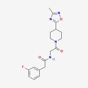 molecular formula C18H21FN4O3 B7552071 2-(3-fluorophenyl)-N-[2-[4-(3-methyl-1,2,4-oxadiazol-5-yl)piperidin-1-yl]-2-oxoethyl]acetamide 