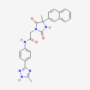 molecular formula C25H22N6O3 B7552078 2-(4-methyl-4-naphthalen-2-yl-2,5-dioxoimidazolidin-1-yl)-N-[4-(5-methyl-1H-1,2,4-triazol-3-yl)phenyl]acetamide 
