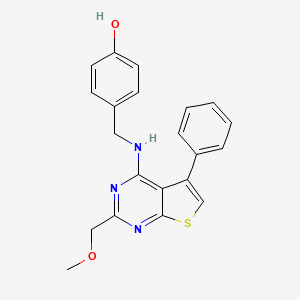 molecular formula C21H19N3O2S B7552086 4-[[[2-(Methoxymethyl)-5-phenylthieno[2,3-d]pyrimidin-4-yl]amino]methyl]phenol 