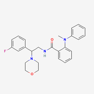 molecular formula C26H28FN3O2 B7552106 N-[2-(3-fluorophenyl)-2-morpholin-4-ylethyl]-2-(N-methylanilino)benzamide 