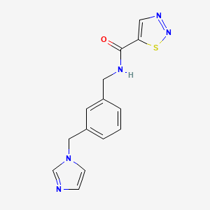 molecular formula C14H13N5OS B7552116 N-[[3-(imidazol-1-ylmethyl)phenyl]methyl]thiadiazole-5-carboxamide 