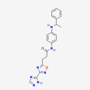 molecular formula C21H21N7O2 B7552151 N-[4-(1-phenylethylamino)phenyl]-3-[3-(1H-1,2,4-triazol-5-yl)-1,2,4-oxadiazol-5-yl]propanamide 