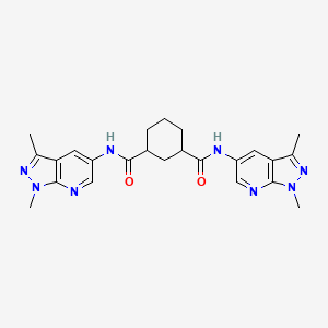 molecular formula C24H28N8O2 B7552168 1-N,3-N-bis(1,3-dimethylpyrazolo[3,4-b]pyridin-5-yl)cyclohexane-1,3-dicarboxamide 