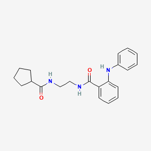 molecular formula C21H25N3O2 B7552178 2-anilino-N-[2-(cyclopentanecarbonylamino)ethyl]benzamide 