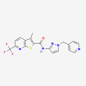 molecular formula C19H14F3N5OS B7552203 3-methyl-N-[1-(pyridin-4-ylmethyl)pyrazol-3-yl]-6-(trifluoromethyl)thieno[2,3-b]pyridine-2-carboxamide 