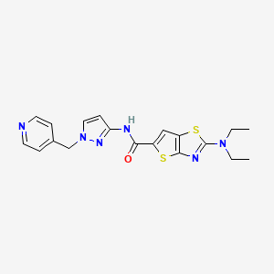 molecular formula C19H20N6OS2 B7552207 2-(diethylamino)-N-[1-(pyridin-4-ylmethyl)pyrazol-3-yl]thieno[2,3-d][1,3]thiazole-5-carboxamide 