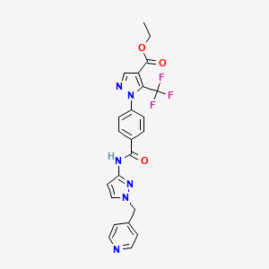 molecular formula C23H19F3N6O3 B7552226 Ethyl 1-[4-[[1-(pyridin-4-ylmethyl)pyrazol-3-yl]carbamoyl]phenyl]-5-(trifluoromethyl)pyrazole-4-carboxylate 