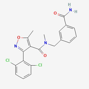 molecular formula C20H17Cl2N3O3 B7552232 N-[(3-carbamoylphenyl)methyl]-3-(2,6-dichlorophenyl)-N,5-dimethyl-1,2-oxazole-4-carboxamide 