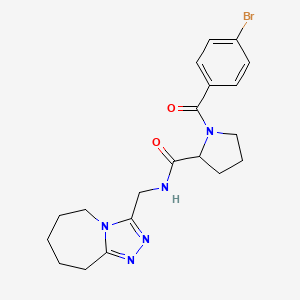 molecular formula C20H24BrN5O2 B7552236 1-(4-bromobenzoyl)-N-(6,7,8,9-tetrahydro-5H-[1,2,4]triazolo[4,3-a]azepin-3-ylmethyl)pyrrolidine-2-carboxamide 