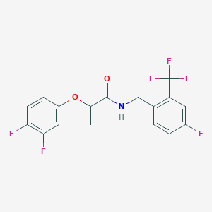 molecular formula C17H13F6NO2 B7552247 2-(3,4-difluorophenoxy)-N-[[4-fluoro-2-(trifluoromethyl)phenyl]methyl]propanamide 
