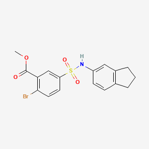 molecular formula C17H16BrNO4S B7552252 methyl 2-bromo-5-(2,3-dihydro-1H-inden-5-ylsulfamoyl)benzoate 