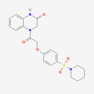 molecular formula C21H23N3O5S B7552274 4-[2-(4-Piperidin-1-ylsulfonylphenoxy)acetyl]-1,3-dihydroquinoxalin-2-one 