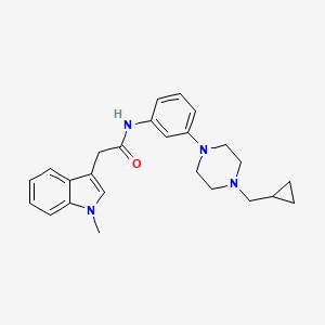 molecular formula C25H30N4O B7552317 N-[3-[4-(cyclopropylmethyl)piperazin-1-yl]phenyl]-2-(1-methylindol-3-yl)acetamide 