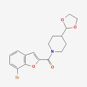 molecular formula C17H18BrNO4 B7552373 (7-Bromo-1-benzofuran-2-yl)-[4-(1,3-dioxolan-2-yl)piperidin-1-yl]methanone 
