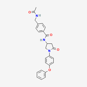 4-(acetamidomethyl)-N-[5-oxo-1-(4-phenoxyphenyl)pyrrolidin-3-yl]benzamide