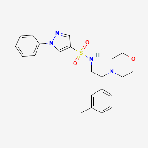 molecular formula C22H26N4O3S B7552380 N-[2-(3-methylphenyl)-2-morpholin-4-ylethyl]-1-phenylpyrazole-4-sulfonamide 