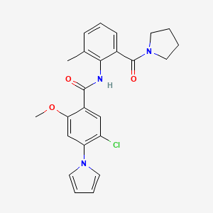 molecular formula C24H24ClN3O3 B7552383 5-chloro-2-methoxy-N-[2-methyl-6-(pyrrolidine-1-carbonyl)phenyl]-4-pyrrol-1-ylbenzamide 