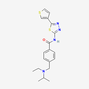 4-[[ethyl(propan-2-yl)amino]methyl]-N-(5-thiophen-3-yl-1,3,4-thiadiazol-2-yl)benzamide