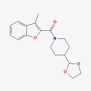 molecular formula C18H21NO4 B7552441 [4-(1,3-Dioxolan-2-yl)piperidin-1-yl]-(3-methyl-1-benzofuran-2-yl)methanone 
