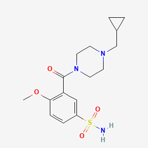 molecular formula C16H23N3O4S B7552445 3-[4-(Cyclopropylmethyl)piperazine-1-carbonyl]-4-methoxybenzenesulfonamide 