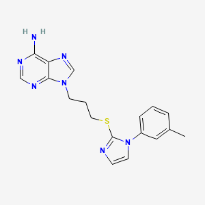 molecular formula C18H19N7S B7552458 9-[3-[1-(3-Methylphenyl)imidazol-2-yl]sulfanylpropyl]purin-6-amine 