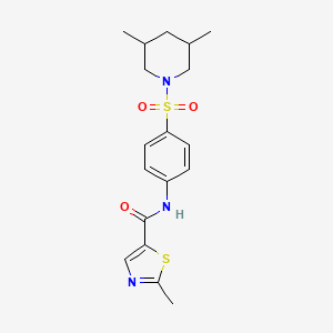 molecular formula C18H23N3O3S2 B7552481 N-[4-(3,5-dimethylpiperidin-1-yl)sulfonylphenyl]-2-methyl-1,3-thiazole-5-carboxamide 