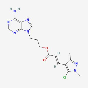 molecular formula C16H18ClN7O2 B7552487 3-(6-aminopurin-9-yl)propyl (E)-3-(5-chloro-1,3-dimethylpyrazol-4-yl)prop-2-enoate 