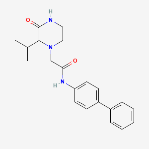 molecular formula C21H25N3O2 B7552495 2-(3-oxo-2-propan-2-ylpiperazin-1-yl)-N-(4-phenylphenyl)acetamide 