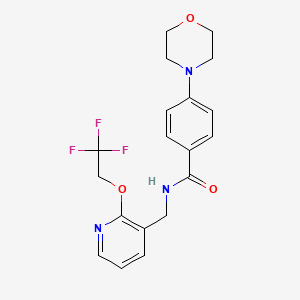molecular formula C19H20F3N3O3 B7552507 4-morpholin-4-yl-N-[[2-(2,2,2-trifluoroethoxy)pyridin-3-yl]methyl]benzamide 