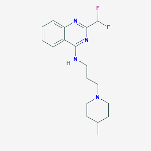 molecular formula C18H24F2N4 B7552515 2-(difluoromethyl)-N-[3-(4-methylpiperidin-1-yl)propyl]quinazolin-4-amine 