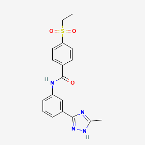 molecular formula C18H18N4O3S B7552523 4-ethylsulfonyl-N-[3-(5-methyl-1H-1,2,4-triazol-3-yl)phenyl]benzamide 