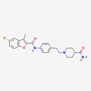 molecular formula C24H26BrN3O3 B7552529 1-[2-[4-[(5-Bromo-3-methyl-1-benzofuran-2-carbonyl)amino]phenyl]ethyl]piperidine-4-carboxamide 