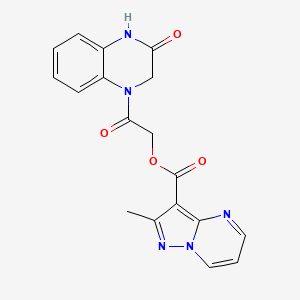 molecular formula C18H15N5O4 B7552534 [2-Oxo-2-(3-oxo-2,4-dihydroquinoxalin-1-yl)ethyl] 2-methylpyrazolo[1,5-a]pyrimidine-3-carboxylate 