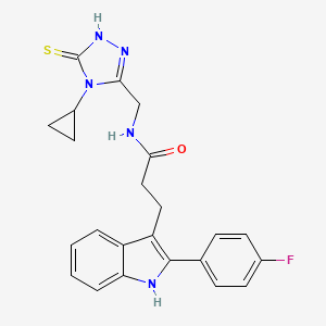 molecular formula C23H22FN5OS B7552539 N-[(4-cyclopropyl-5-sulfanylidene-1H-1,2,4-triazol-3-yl)methyl]-3-[2-(4-fluorophenyl)-1H-indol-3-yl]propanamide 