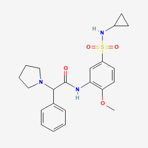 molecular formula C22H27N3O4S B7552571 N-[5-(cyclopropylsulfamoyl)-2-methoxyphenyl]-2-phenyl-2-pyrrolidin-1-ylacetamide 