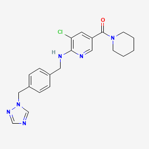 molecular formula C21H23ClN6O B7552587 [5-Chloro-6-[[4-(1,2,4-triazol-1-ylmethyl)phenyl]methylamino]pyridin-3-yl]-piperidin-1-ylmethanone 