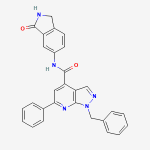 molecular formula C28H21N5O2 B7552594 1-benzyl-N-(3-oxo-1,2-dihydroisoindol-5-yl)-6-phenylpyrazolo[3,4-b]pyridine-4-carboxamide 